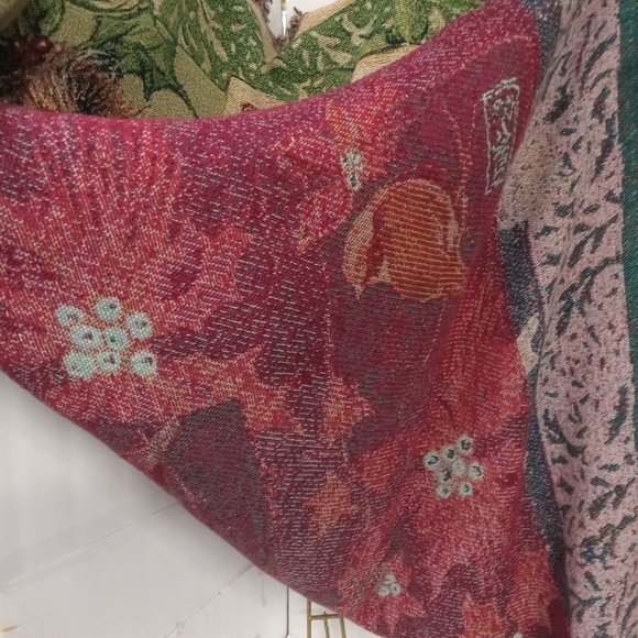 Manual Weavers  Susan WInget Holiday Birds Afghan Blanket Throw Tapestry 57x63 - Picture 7 of 11